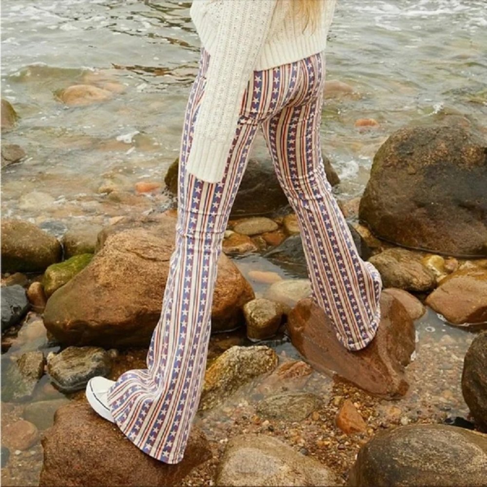 LAST PAIR !  Free People Stars Pants Penny Stripe Jeans American Flag USA - Picture 6 of 14